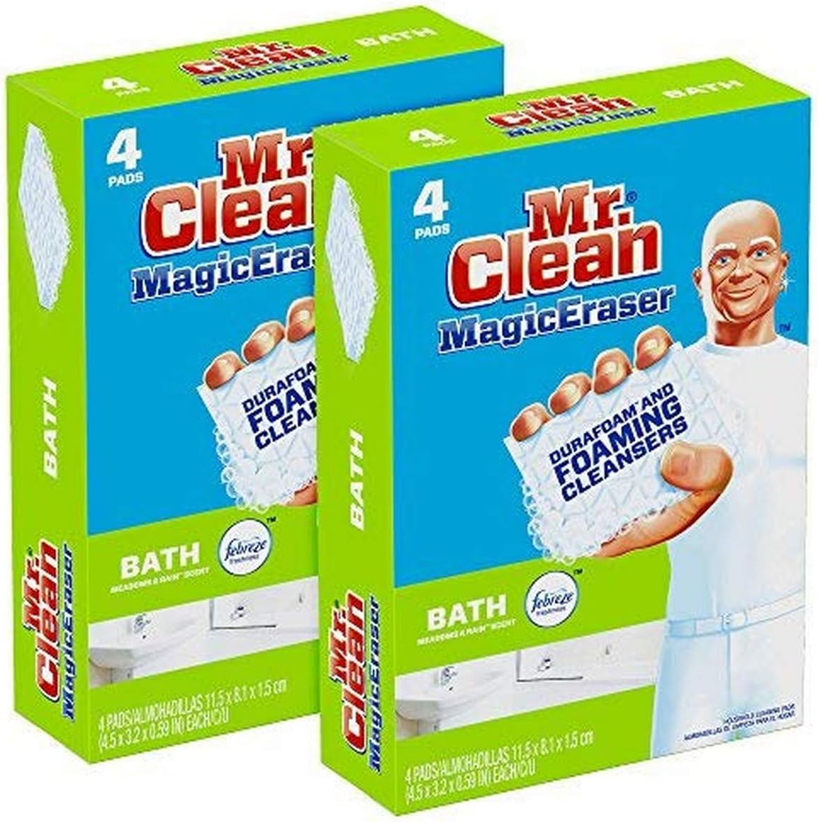 Mr. Clean Magic Eraser Bath Scrubber, 4 Count (Pack of 2)