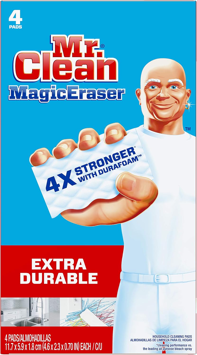 Mr. Clean Magic Eraser Extra Durable Scrubber & Cleaning Sponge, 4 Count (Pack of 1)